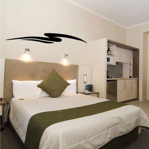 Tribal pinstripe wall decal with black sweeping stripe design