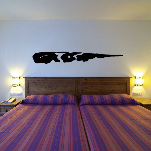Tribal pinstripe wall decal in black with tribal motif across wall