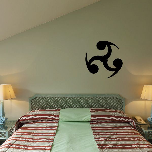 Black tribal swirl wall decal with curved decorative shapes
