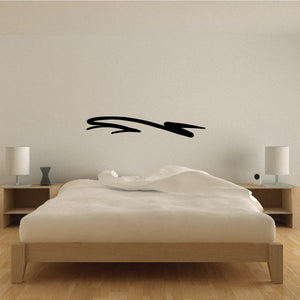 Tribal pinstripe wall decal, black stylized arrow swirl design