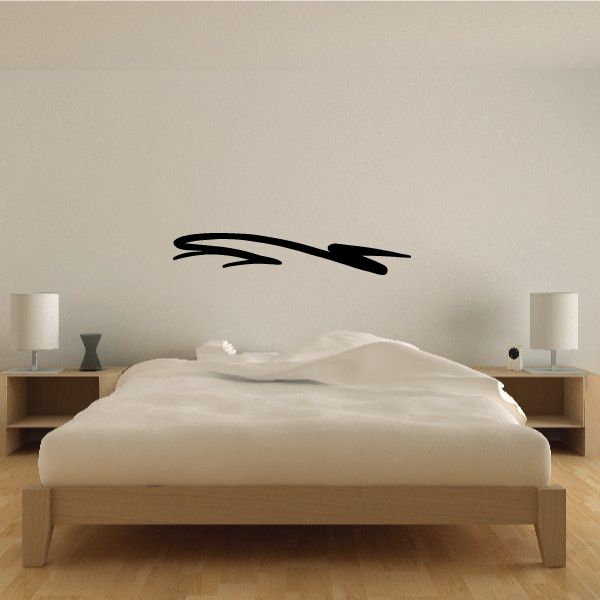 Tribal pinstripe wall decal, black stylized arrow swirl design