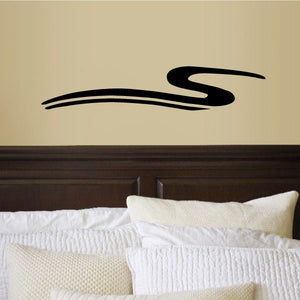Black tribal pinstripe wall decal with curved S-like design