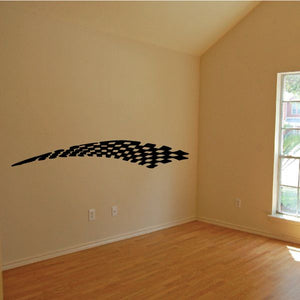Tribal pinstripe wall decal, black checkered wave graphic