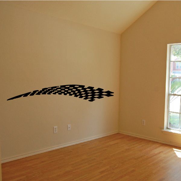 Tribal pinstripe wall decal, black checkered wave graphic