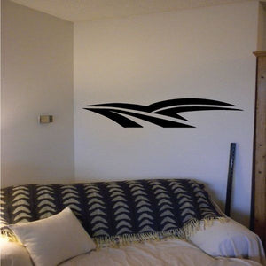 Tribal pinstripe wall decal in black and off-white, graphic stripe arrow design