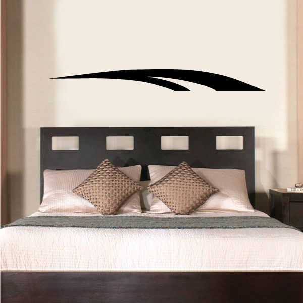 Black tribal pinstripe wall decal with sweeping curved shape