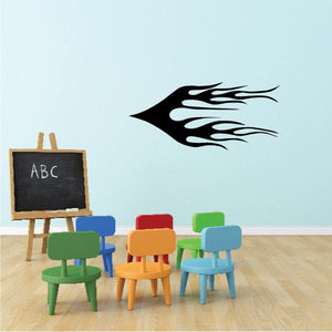 Black tribal flame pinstripe wall decal with white flame details