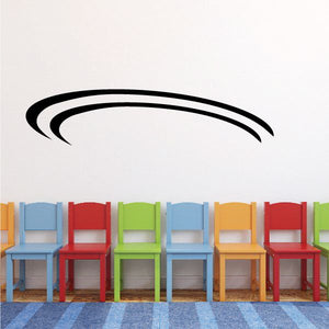 Tribal pinstripe wall decal with sweeping black curved lines