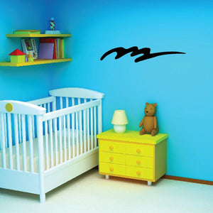 Tribal pinstripe vinyl wall decal in black with a curved graphic shape