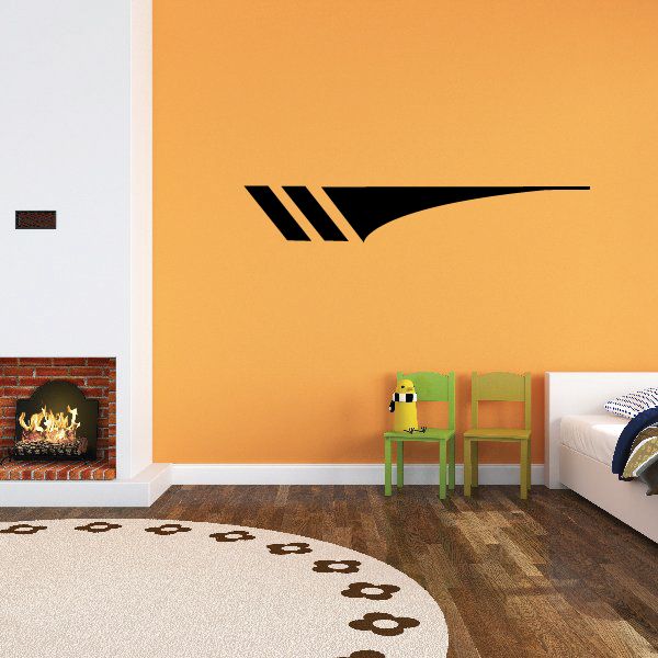 Tribal pinstripe wall decal, black diagonal stripes with underline line