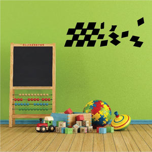 Black checkered tribal wall decal with angular shapes