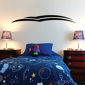 Tribal pinstripe wall decal, black arched line design with striped curves