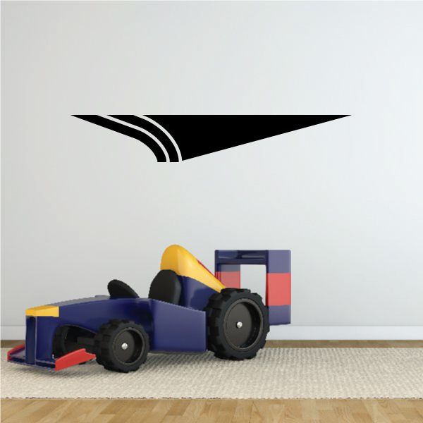 Tribal pinstripe wall decal, black and white curved stripe design