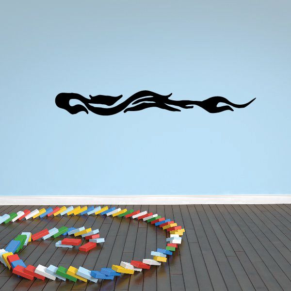 Tribal pinstripe wall decal, black tribal flourish style