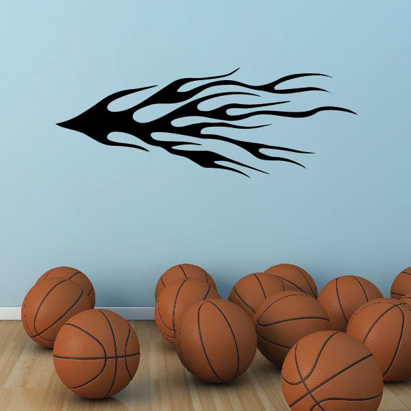 Tribal flame pinstripe wall decal, black with white graphic