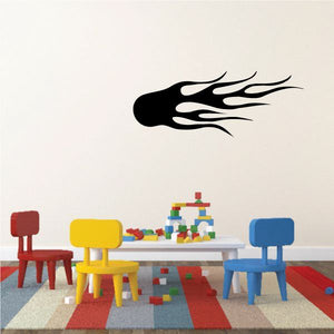 Tribal vinyl wall decal: black hand flame shape with white flame accents