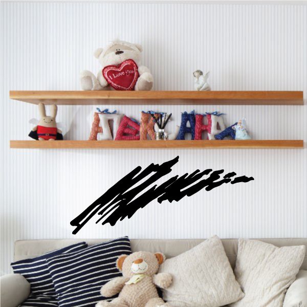 Tribal pinstripe wall decal in black, vinyl tribal swoosh