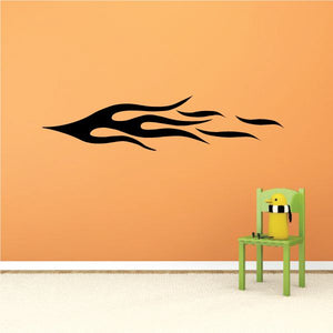 Tribal pinstripe wall decal with black flame-like tribal shape