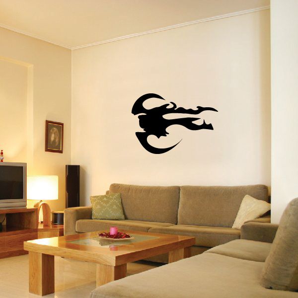 Tribal wall decal vinyl sticker with black bearded face silhouette