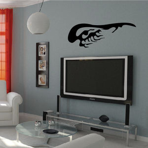 Tribal pinstripe wall decal with black tribal hand graphic