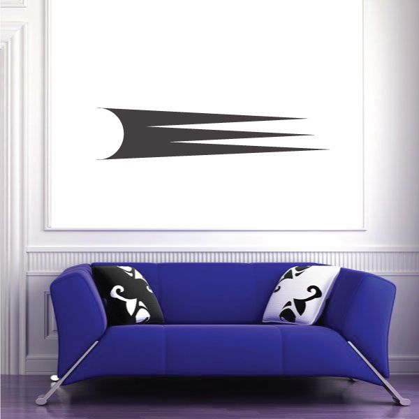 Tribal pinstripe wall decal, black stylized tribal flame shape on white background