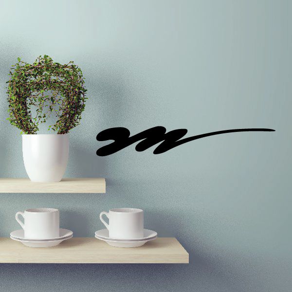 Tribal pinstripe wall decal in black vinyl with flowing line design