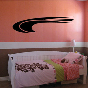 Tribal pinstripe wall decal, black swirl arrow shape on wall