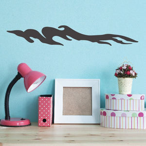 Tribal wall decal with dark flowing flame pinstripe silhouette