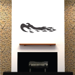 Tribal pinstripe vinyl wall decal with black-and-white animal silhouette