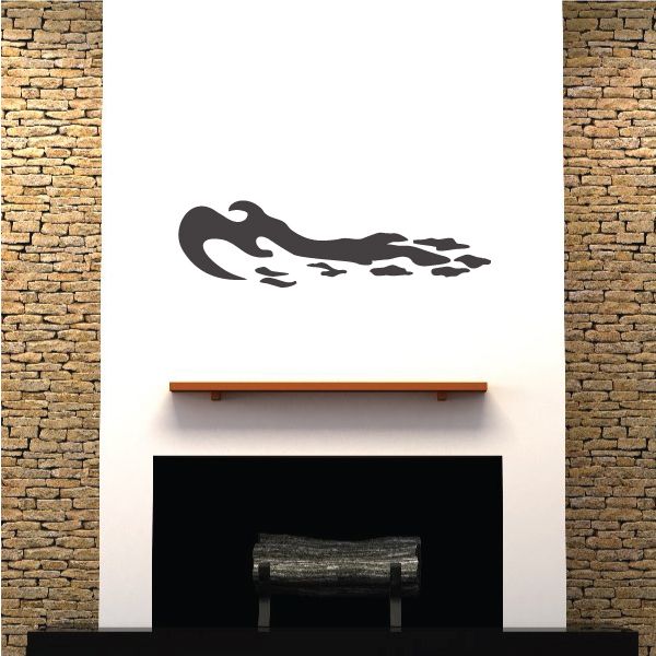 Tribal pinstripe vinyl wall decal with black-and-white animal silhouette