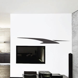 Tribal pinstripe wall decal, black sweeping arrow silhouette