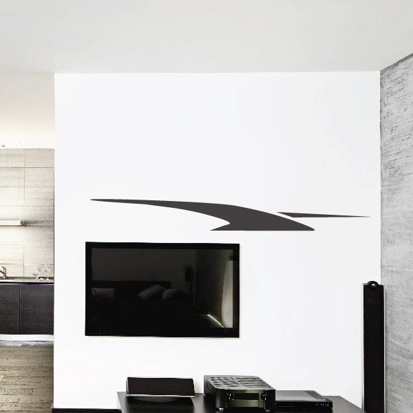 Tribal pinstripe wall decal, black sweeping arrow silhouette