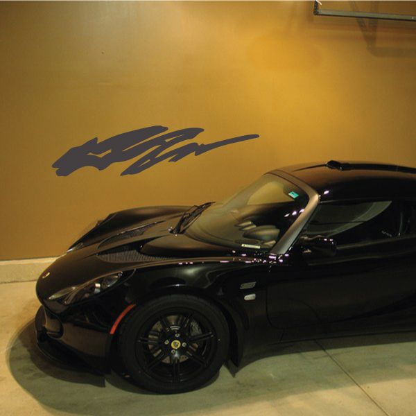 Tribal pinstripe vinyl decal in black with stylized lettering