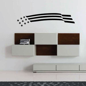 Black tribal pinstripe wall decal with stars and flag stripes, vinyl