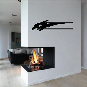 Tribal pinstripe wall decal with black swoosh and three horizontal lines