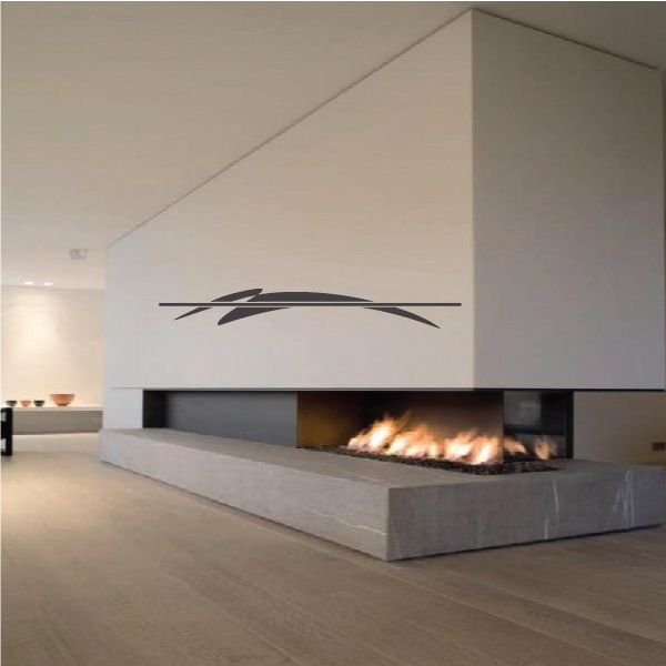 Tribal pinstripe wall decal, black arched swoosh