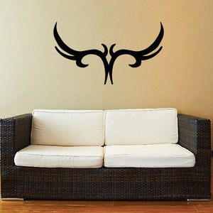 Black tribal bull-horn wall decal vinyl