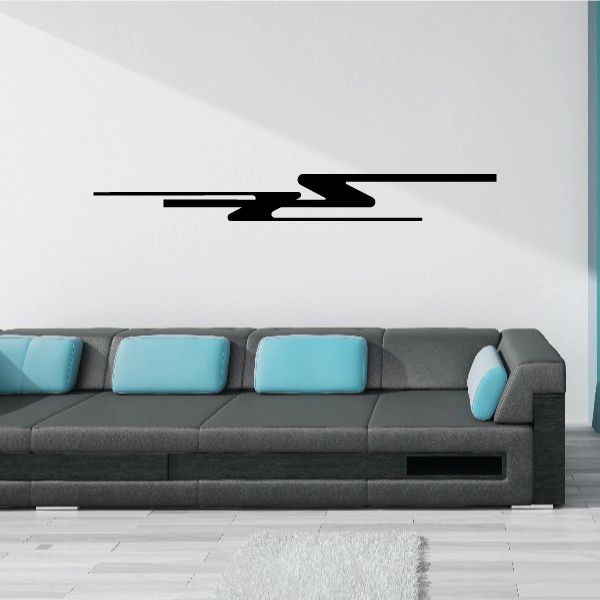 Tribal pinstripe vinyl wall decal with black geometric design