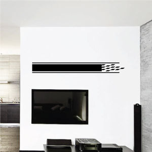 Black tribal pinstripe vinyl wall decal strip design on a rectangular sheet