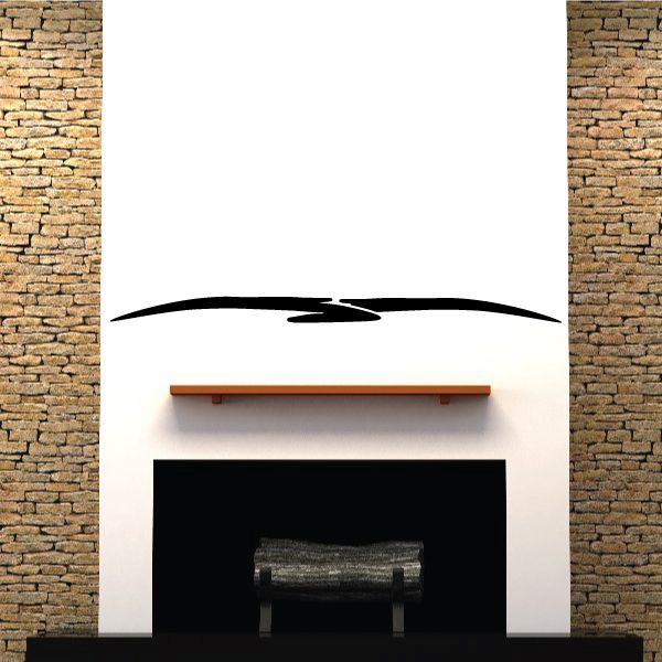 Black tribal pinstripe wall decal vinyl with curved emblem