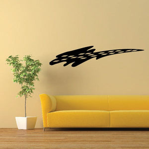 Tribal pinstripe wall decal, black vinyl lettering and stripe motif