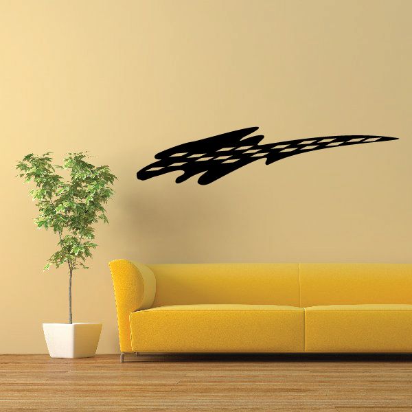 Tribal pinstripe wall decal, black vinyl lettering and stripe motif