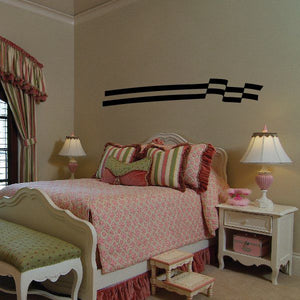 Tribal pinstripe wall decal with black horizontal stripes and arrow motif