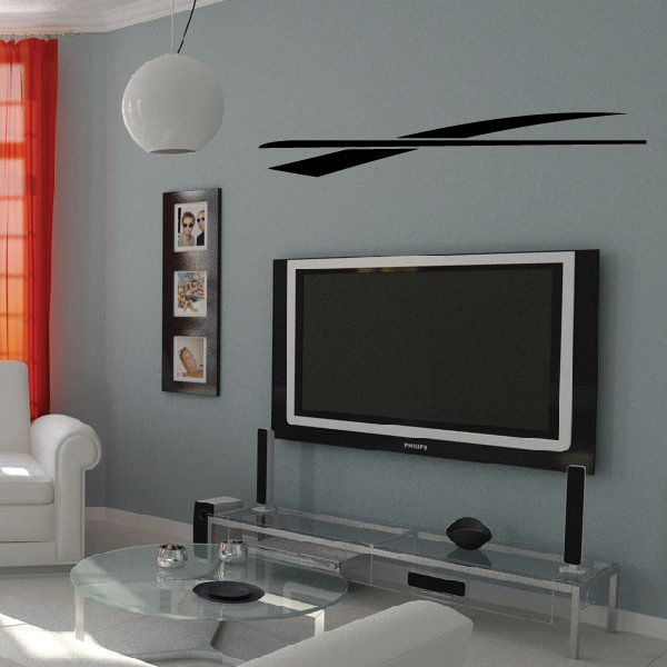 Tribal pinstripe wall decal with curved black stripes, vinyl sticker