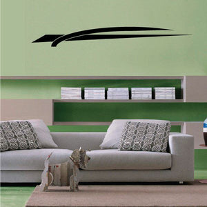 Tribal pinstripe wall decal, black curved swoosh shape