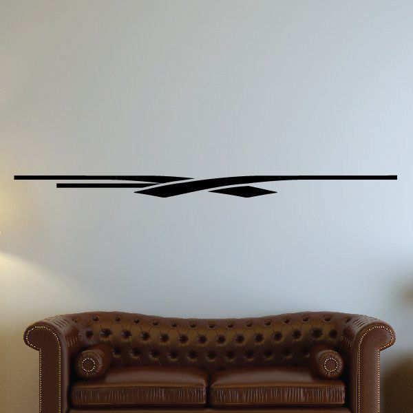 Tribal pinstripe wall decal, black angular stripe with central diamond detail