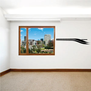 Tribal pinstripe vinyl wall decal with black swoosh lines