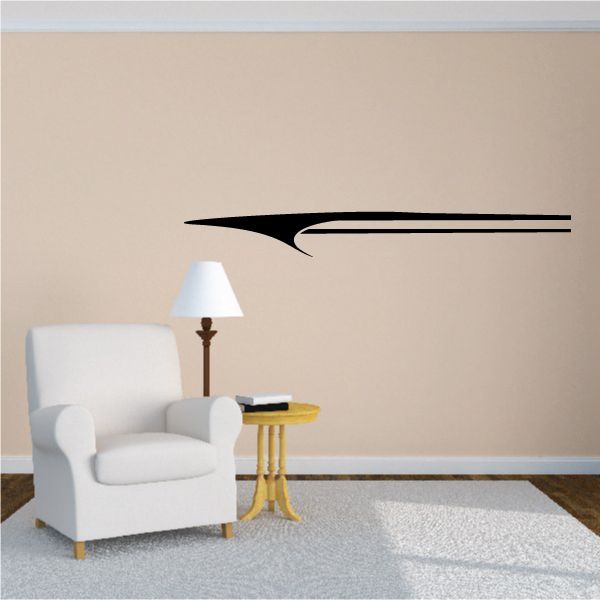 Black tribal pinstripe wall decal with swoosh-like lines