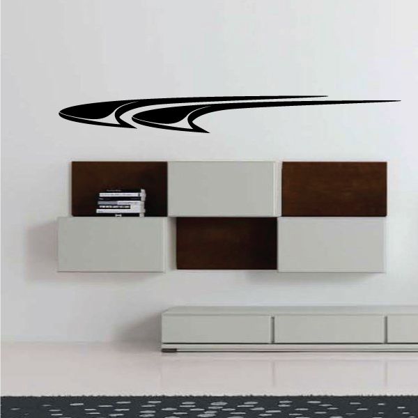 Tribal pinstripe wall decal, black vinyl sticker with curved spear-like lines