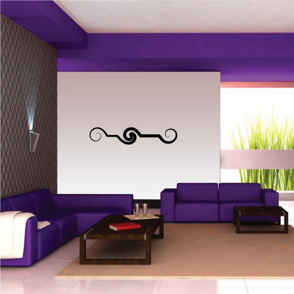 Tribal wall decal vinyl with black scroll flourish